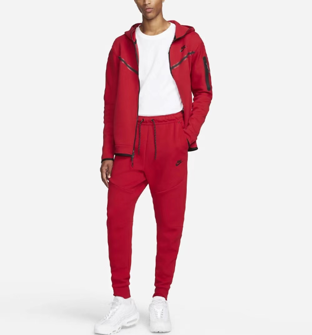 Nike Sportswear Tech Fleece Full-Zip Hoodie & Joggers Set Red
