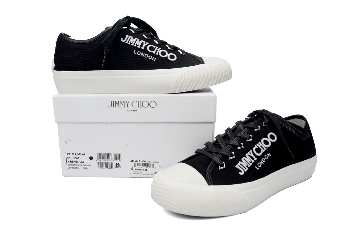 Jimmy Choo Palma Maxi Black and Latte Canvas Platform Trainers PALMAMAXIFCYE013921