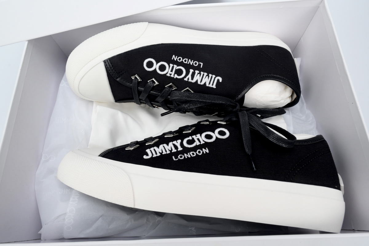 Jimmy Choo Palma Maxi Black and Latte Canvas Platform Trainers PALMAMAXIFCYE013921