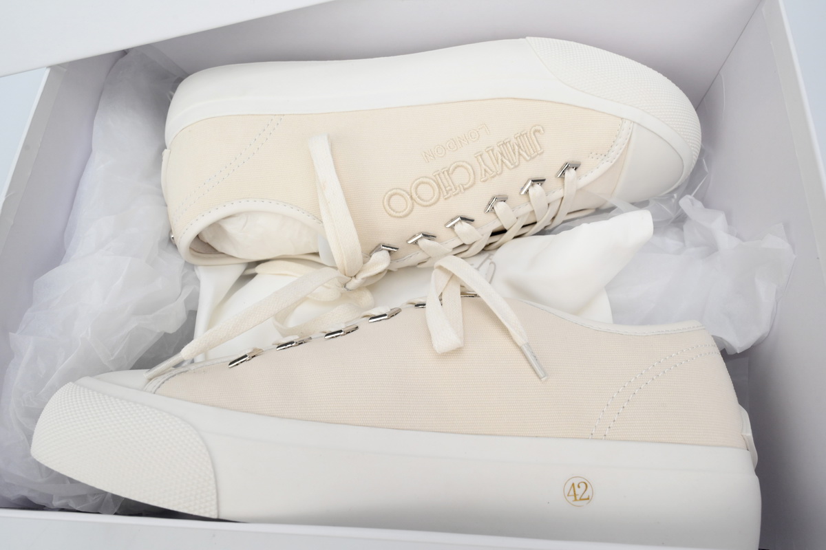 Jimmy Choo Palma Maxi White Canvas Platform Trainers PALMAMAXIFCYE