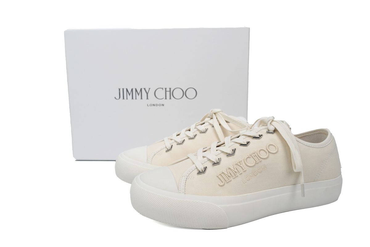 Jimmy Choo Wmns Palma Maxi White Canvas Platform Trainers PALMAFCYE