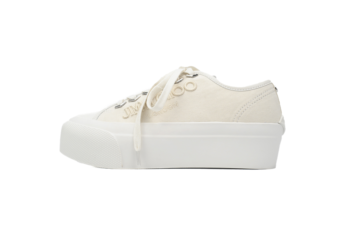 Jimmy Choo Wmns Palma Maxi White Canvas Platform Trainers PALMAFCYE