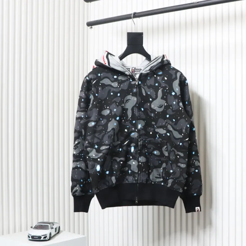 BAPE Space Camo Shark Full Zip Hoodie Black