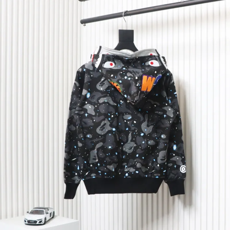 BAPE Space Camo Shark Full Zip Hoodie Black