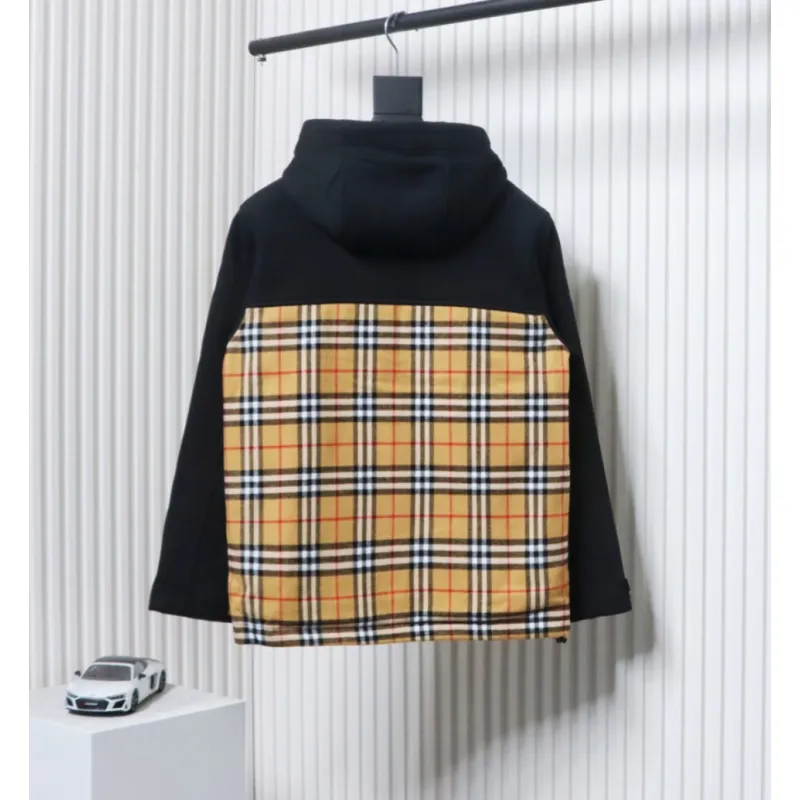 B**rry check hood cotton beige black jacket