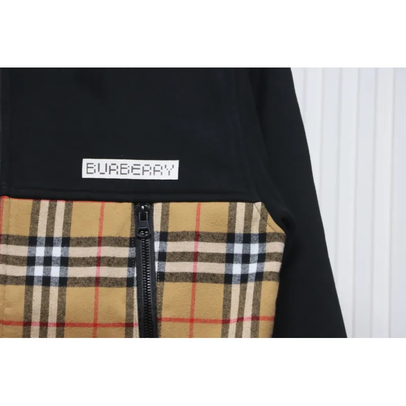 B**rry check hood cotton beige black jacket