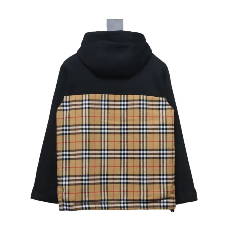 B**rry check hood cotton beige black jacket