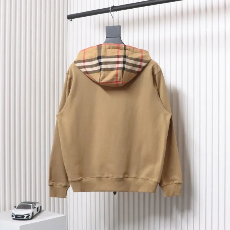 B**rry check hood cotton beige jacket