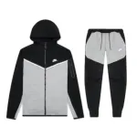 Nike Sportswear Tech Fleece Windrunner Full Zip Hoodie & Joggers Set Dark Grey Heather/Black/White