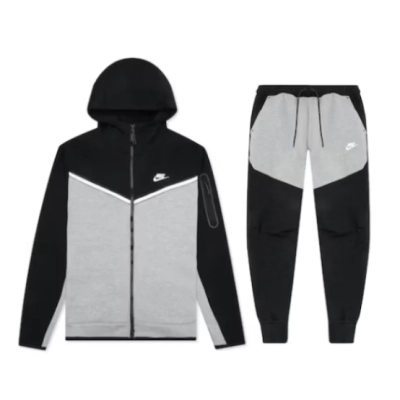 Nike Sportswear Tech Fleece Windrunner Full Zip Hoodie & Joggers Set Dark Grey Heather/Black/White 01