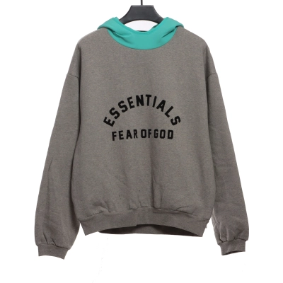 Fear of God Essentials Dark Heather Oatmeal Mint Leaf Nylon Fleece Hoodie 01