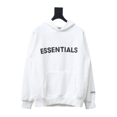 Fear of God Essentials Pullover Hoodie Applique Logo White 01