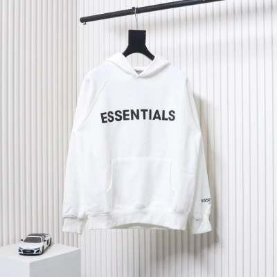 Fear of God Essentials Pullover Hoodie Applique Logo White 02