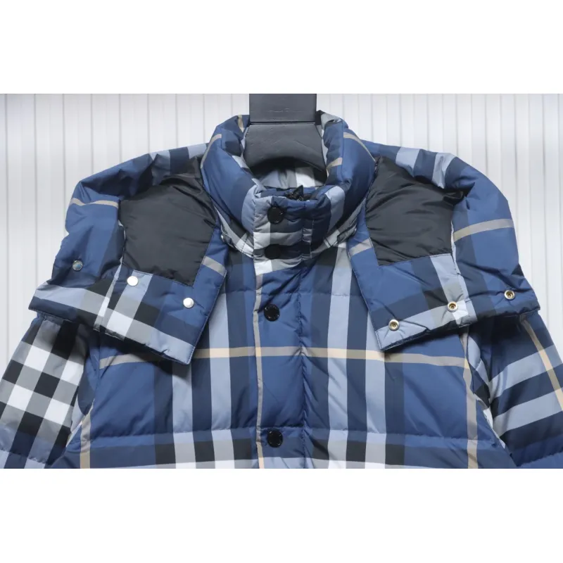 B**rry blue check puff down jacket