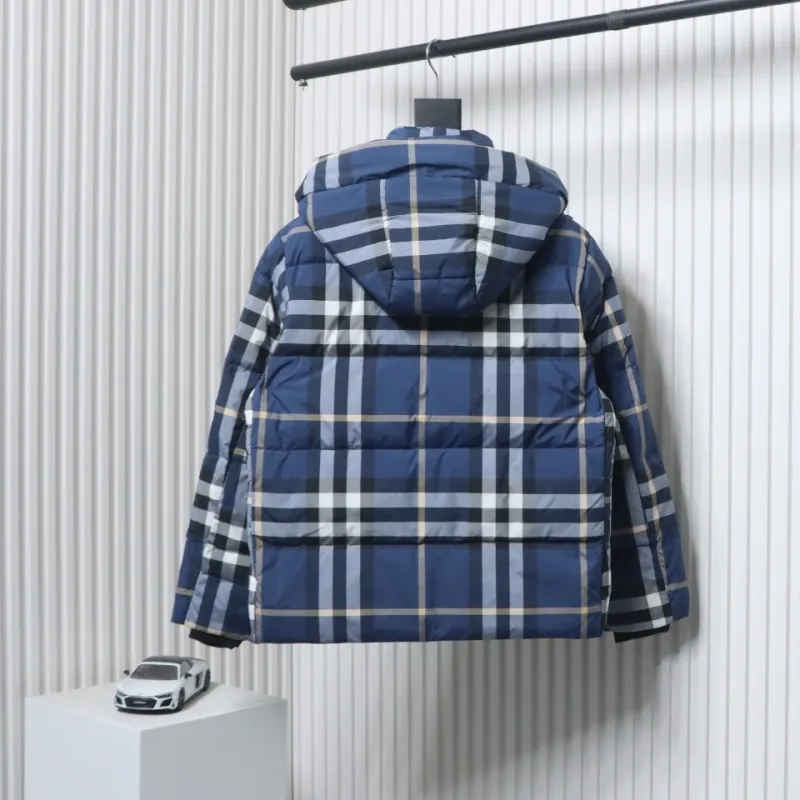 B**rry blue check puff down jacket