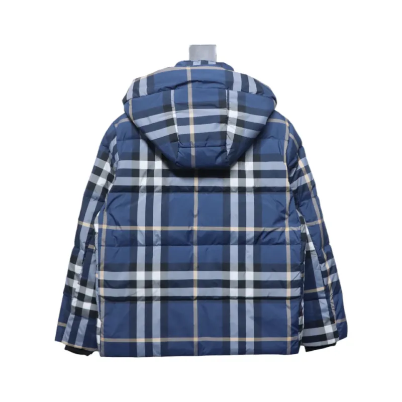 B**rry blue check puff down jacket