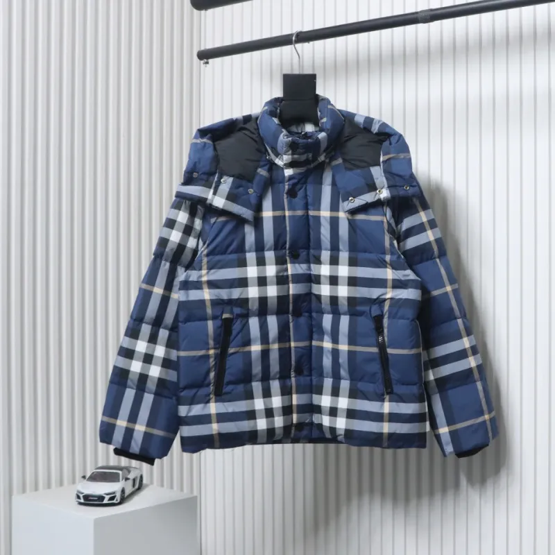 B**rry blue check puff down jacket