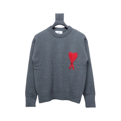 AMI Paris Ami de Coeur Sweater Grey 01