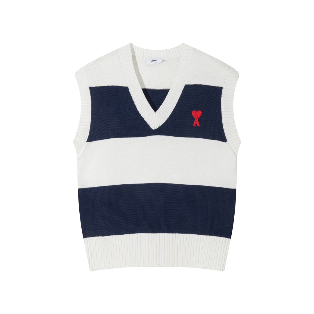 AMI Rugby Stripe Vest Knit