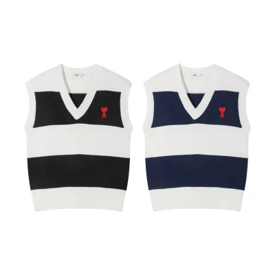 AMI Rugby Stripe Vest Knit 01