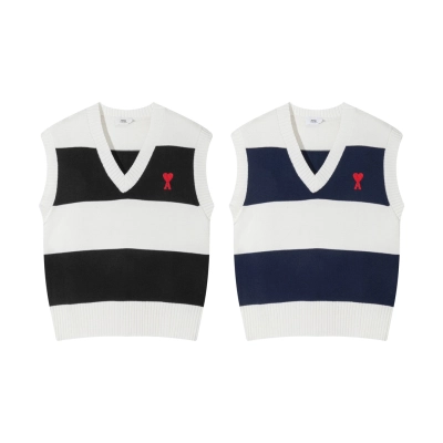 AMI Rugby Stripe Vest Knit 01
