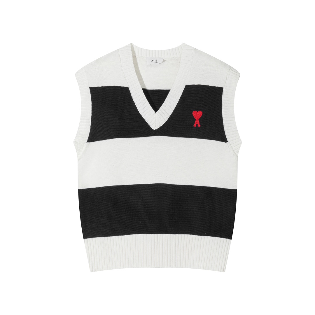 AMI Rugby Stripe Vest Knit