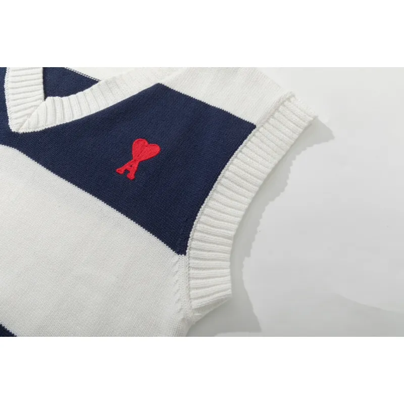 AMI Rugby Stripe Vest Knit