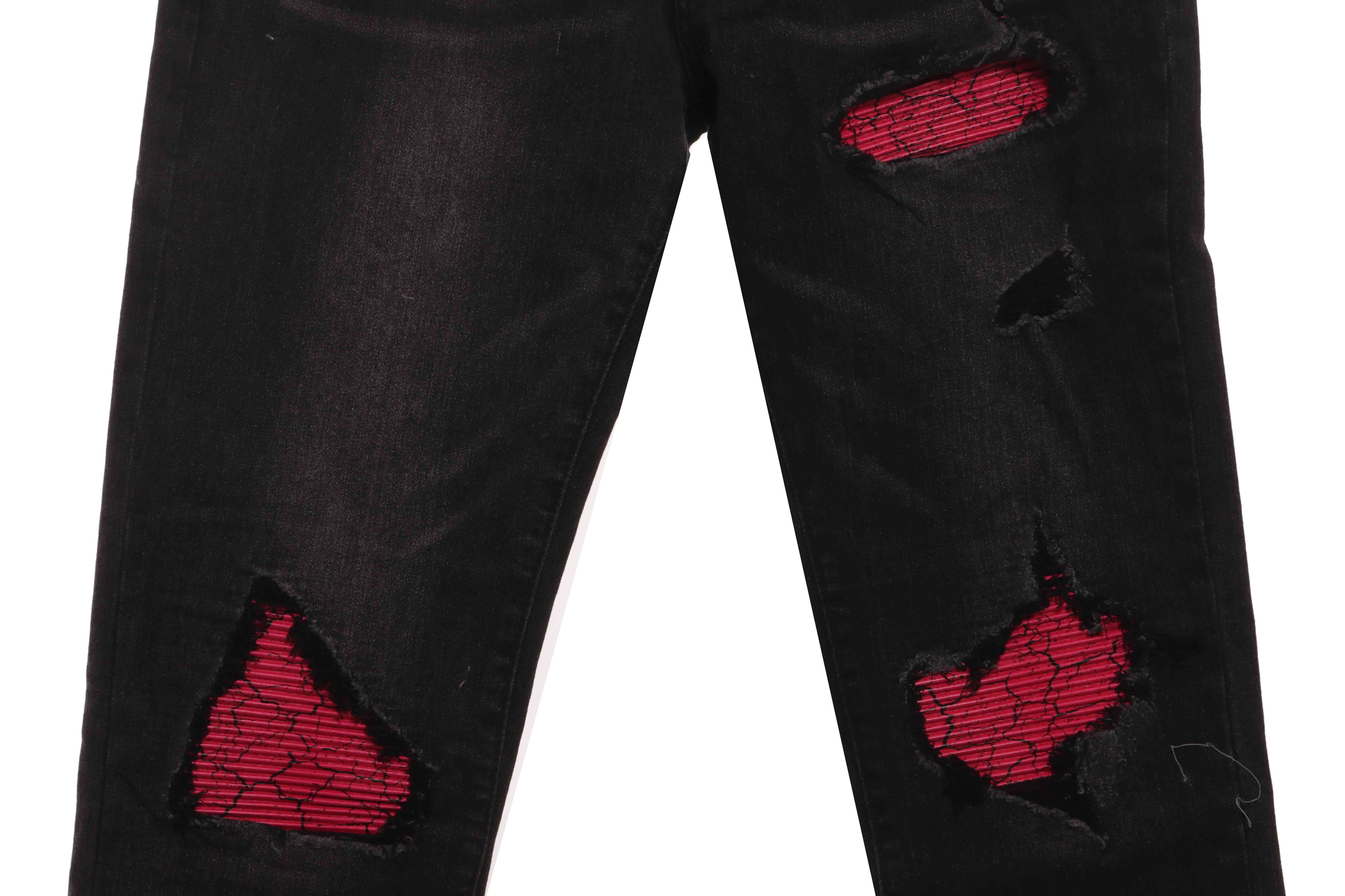 Amiri Fashion Jeans Black Red 24