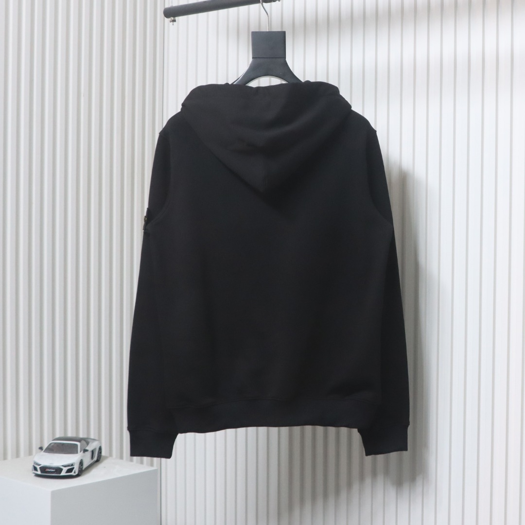 Stone Island Compass-badge Zipped Hoodie Black