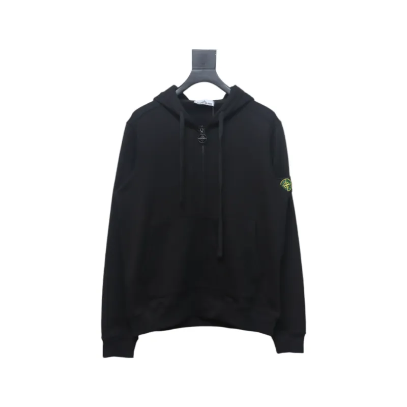 Stone Island Compass-badge Zipped Hoodie Black