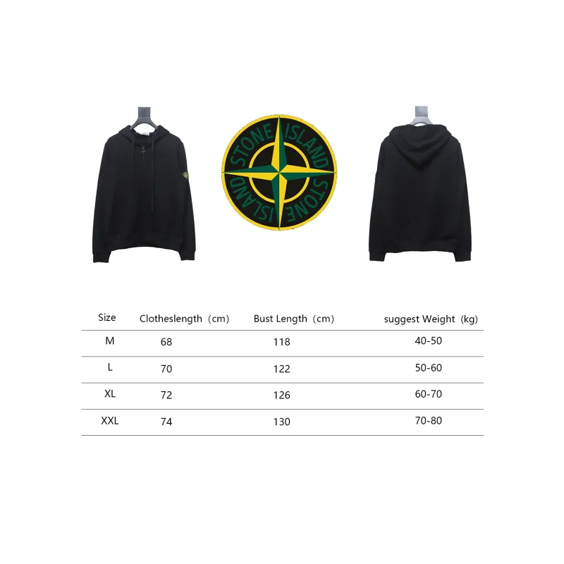 Stone Island Compass-badge Zipped Hoodie Black
