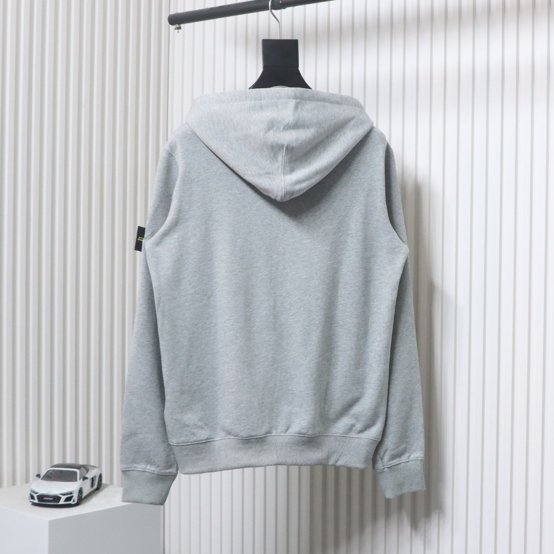 Stone Island Compass-badge Zipped Hoodie Grey