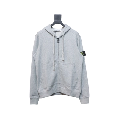 Stone Island Compass-badge Zipped Hoodie Grey 01
