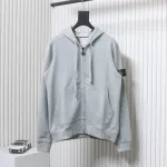 Stone Island Compass-badge Zipped Hoodie Grey