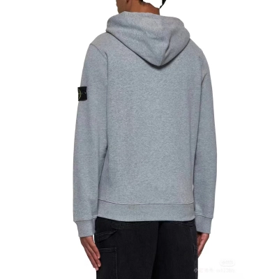 Stone Island Compass-badge Zipped Hoodie Grey 02