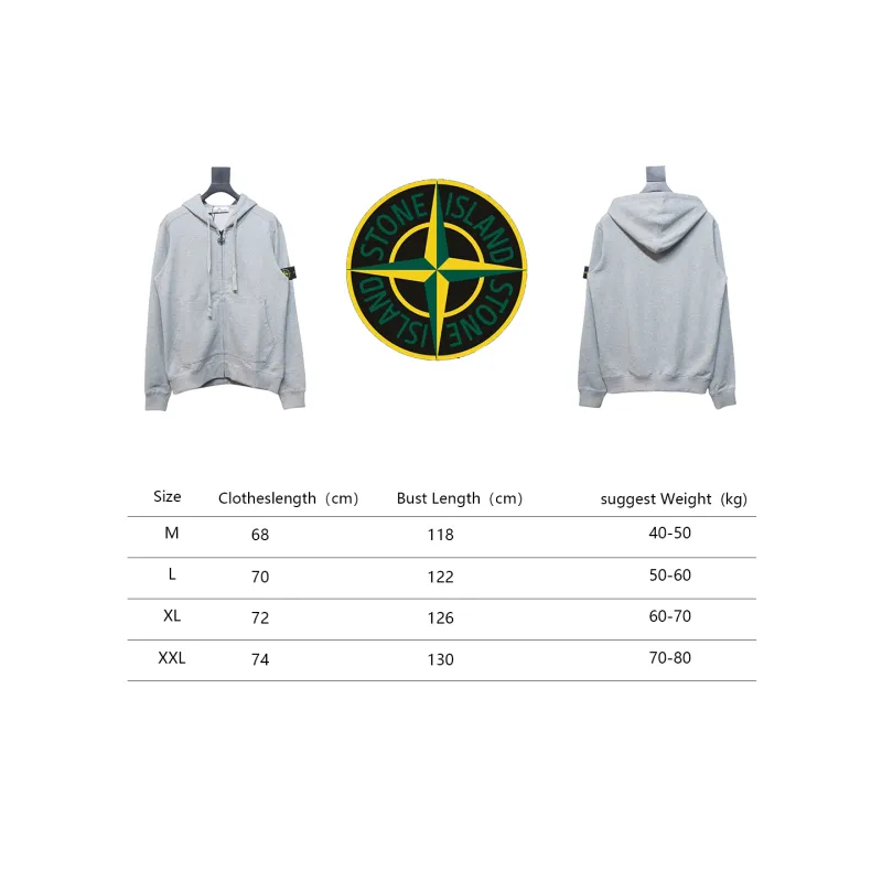 Stone Island Compass-badge Zipped Hoodie Grey