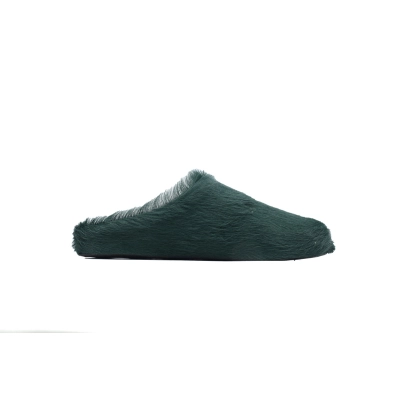 Marni Furry Slide Dark Green 02