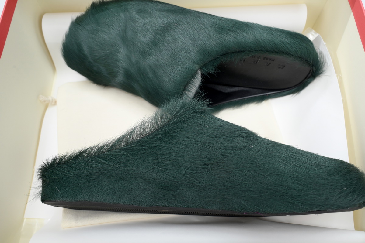Marni Furry Slide Dark Green
