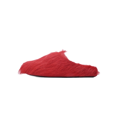 Marni Furry Slide Dark Red 01