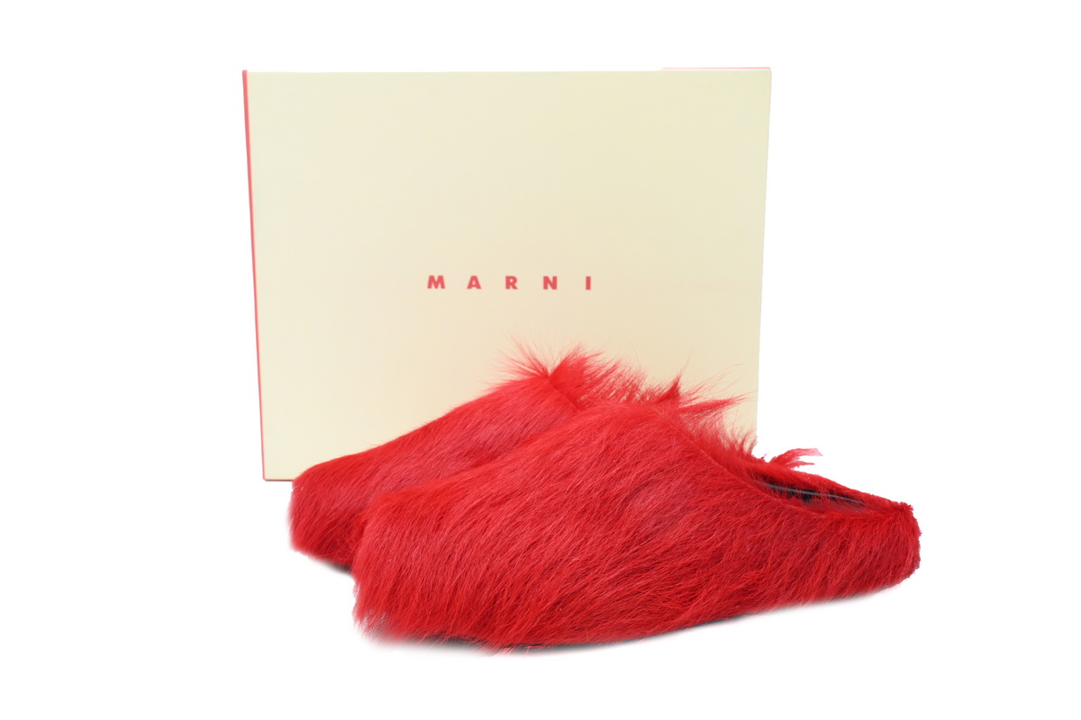Marni Furry Slide Dark Red