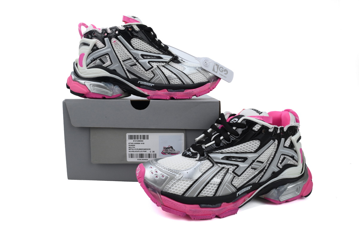 Balenciaga Runner Silver Grey Pink 677402 W3RB2 9155