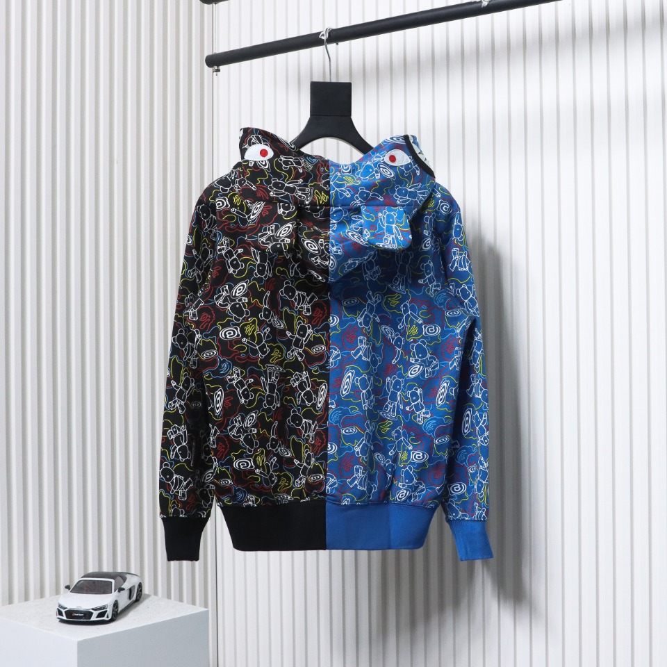 BAPE Color Camo Shark Full Zip Hoodie Blue Grey