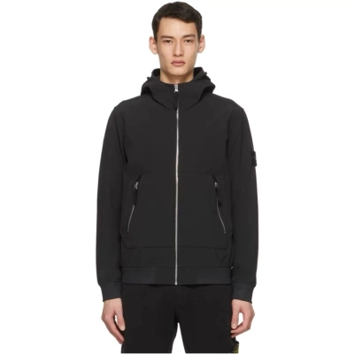 Stone Island Light Soft Shell-r Hooded Jacket Black 02