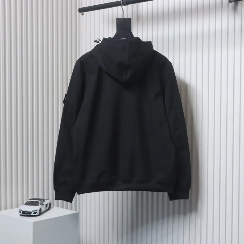 Stone Island Light Soft Shell-r Hooded Jacket Black