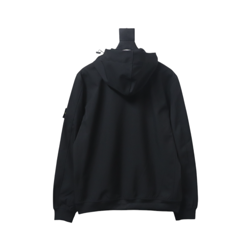 Stone Island Light Soft Shell-r Hooded Jacket Black