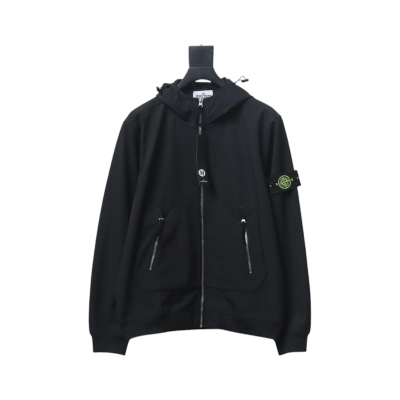 Stone Island Light Soft Shell-r Hooded Jacket Black 01
