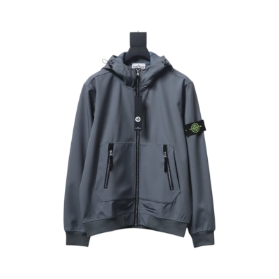 Stone Island Light Soft Shell-r Hooded Jacket Grey 01