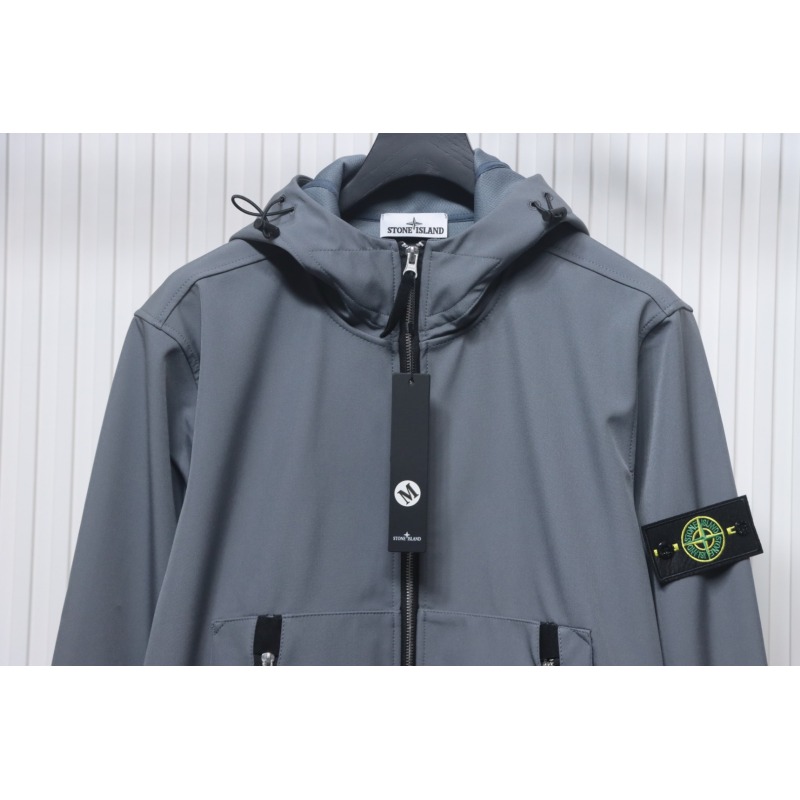 Stone Island Light Soft Shell-r Hooded Jacket Grey