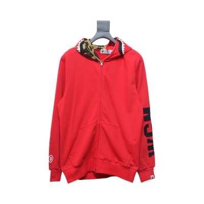 BAPE Color Camo Shark Full Zip Hoodie Red 01