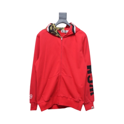 BAPE Color Camo Shark Full Zip Hoodie Red 01